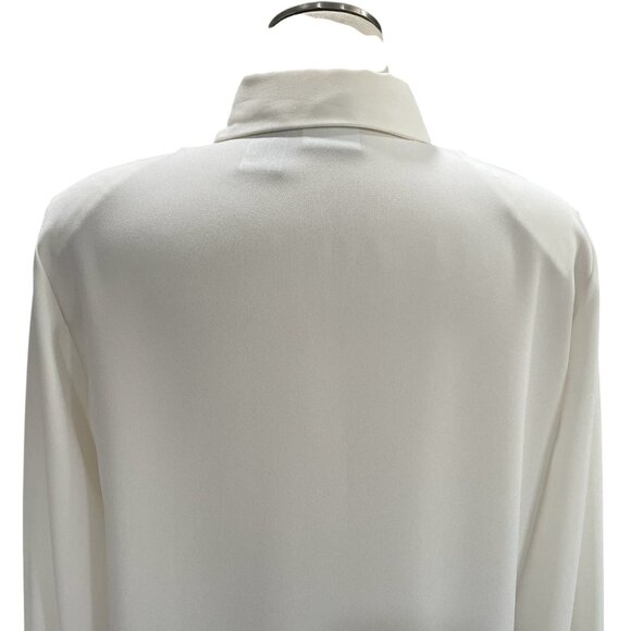 Koret Petites White Polyester Blouse 12 Embellished Collar & Cuffs Elegant Retro - Picture 4 of 13